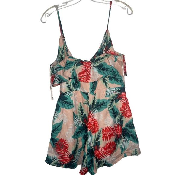 Fashion Nova Womens Romper Size L Hawaiian Pattern Sleeveless V-Neck Casual - Picture 2 of 14